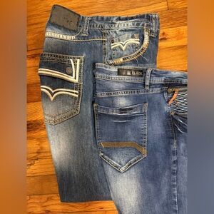 Lot of 2 Buckle Black Men's Jeans 38x32,1- Boot Cut, 1-Slim Straight/Flex BKE